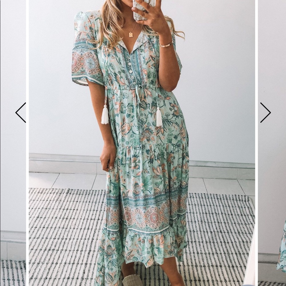 Esther & Co Muster Dress- boho floral midi dress